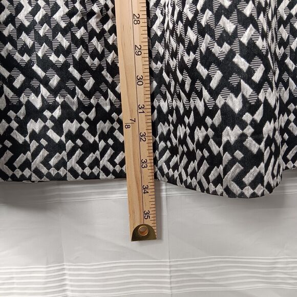 Cynthia Rowley Metallic Geo Pattern Fit & Flare Dress Black White Silver Size 2 - Picture 14 of 14